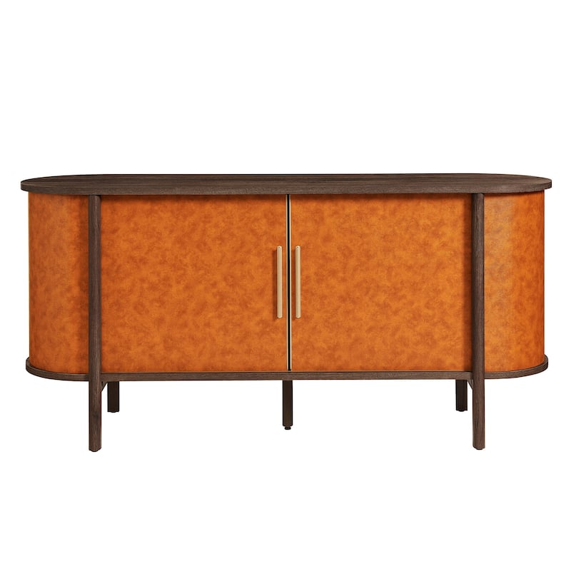 Coralie Curved Vegan Leather Oval Sideboard