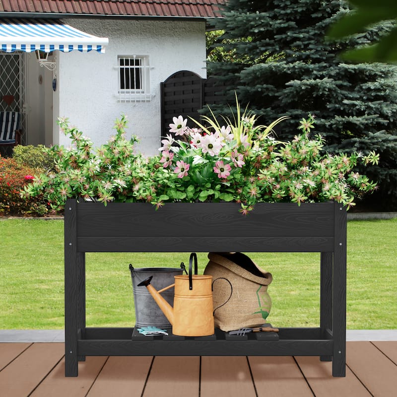 HDPE Double Layer Design Outdoor Planter With Wheels