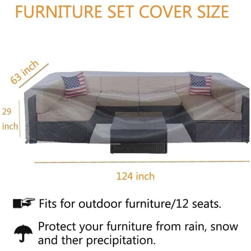 Outdoor Furniture Cover Waterproof Large Seating Protection - 126"x63"x29"