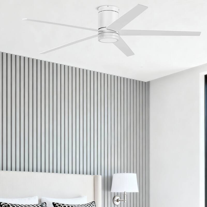60" Honeywell Graceshire White Indoor Ceiling Fan with LED Light and Remote Control, 6-Speed BLDC Motor