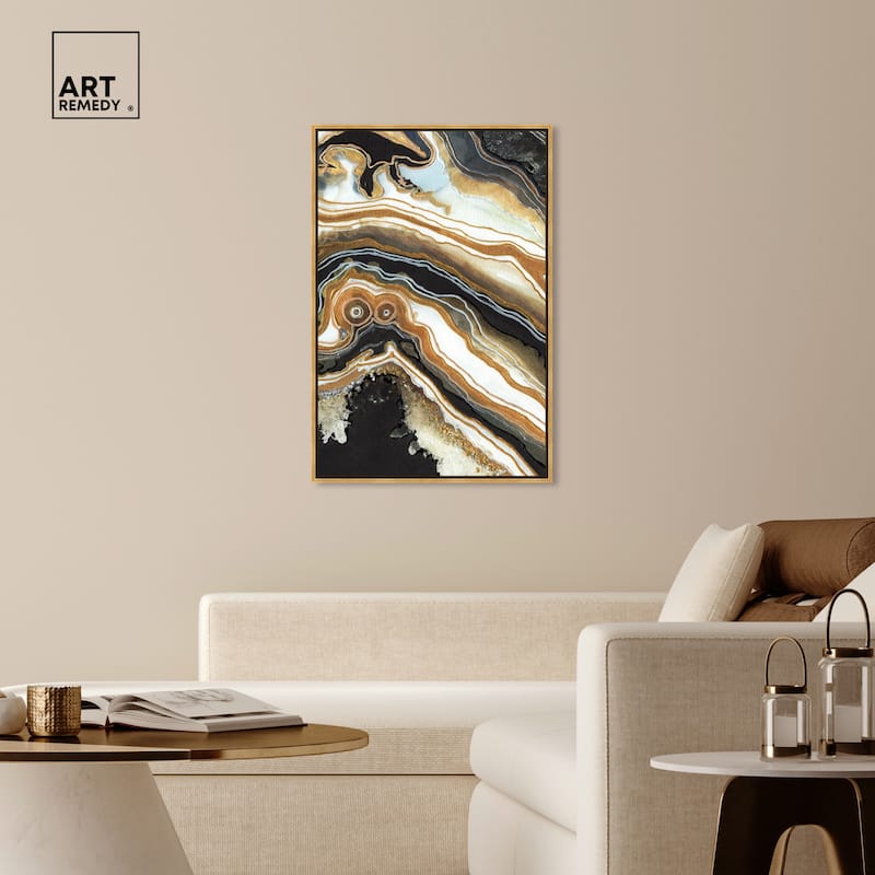 Art Remedy Black And Gold Ii Framed Mineral, Agate & Geode 1 Piece Canvas Wall Art
