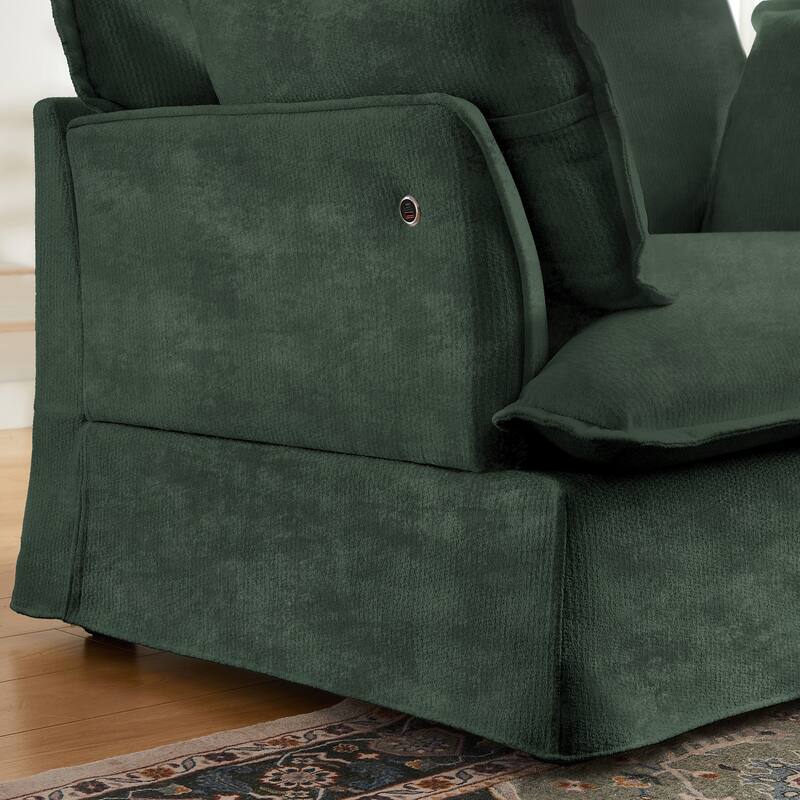 47.2" Oversized Single Sofa Chair Accent Chair with Charging Ports, Chenille Armchair Lounge Chair for Living Room Apartment