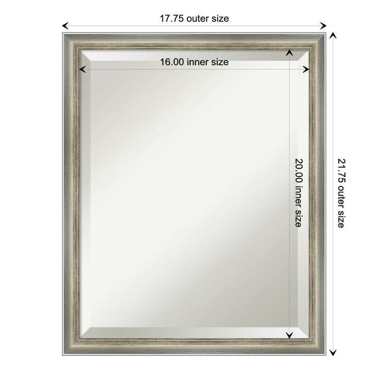 Salon Scoop Beveled Wood Framed Wall Mirror - Salon Scoop Silver - Glass Size 16x20