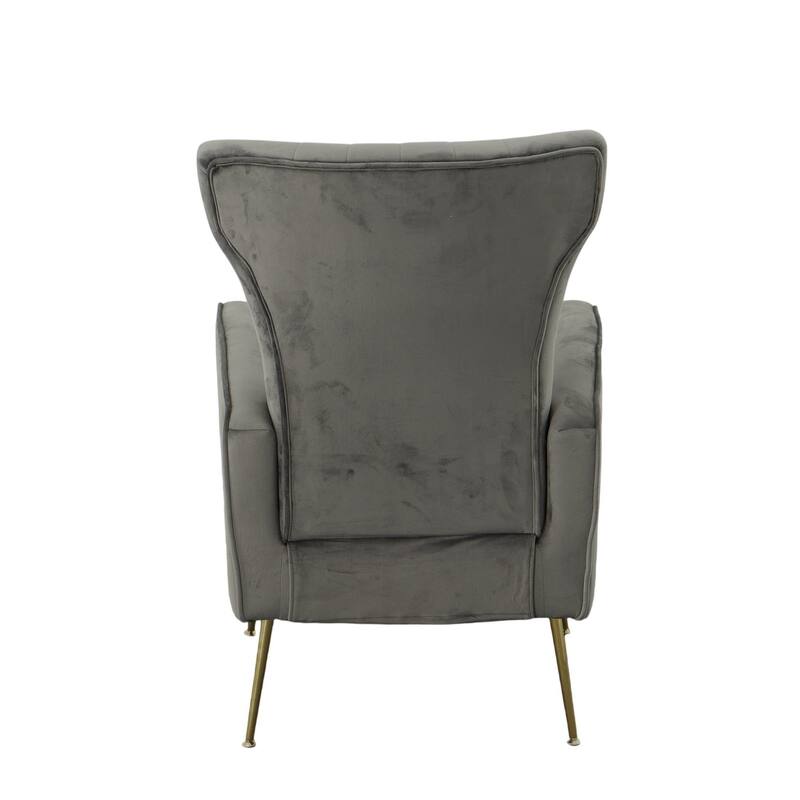 Wingback Upholstered Velvet Armchair - 41.25" - Gray