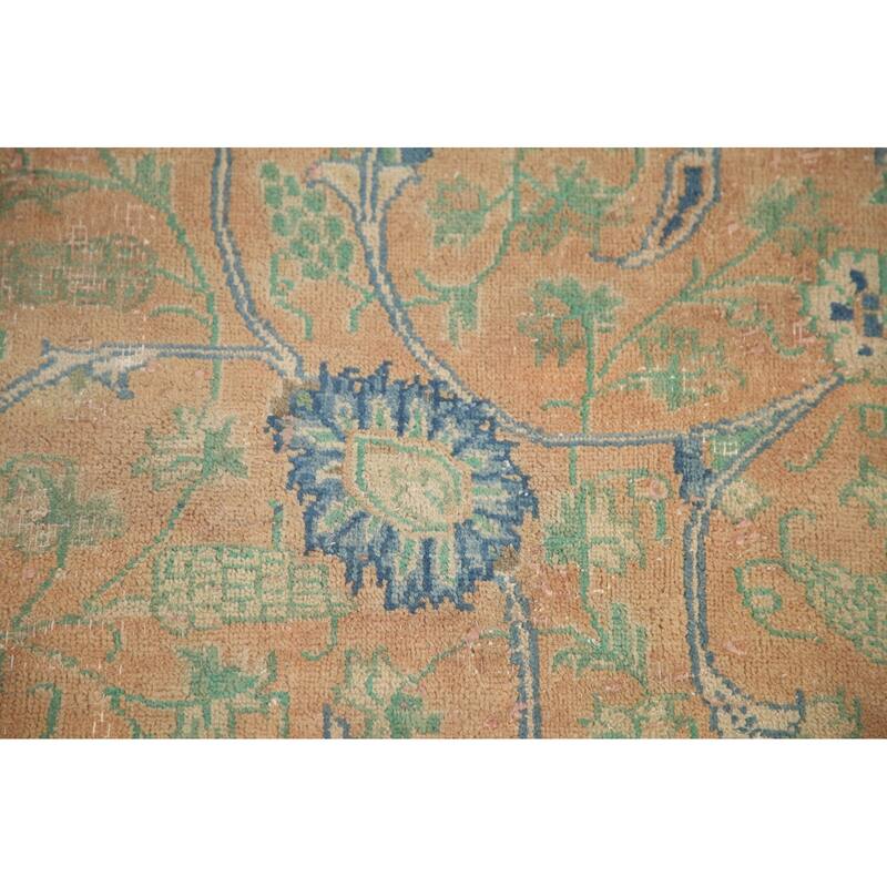 Hand Knotted Oriental 100% Wool Carpet Traditional Floral Peach Mashad Area Rug - 10' 7'' X 7' 1''