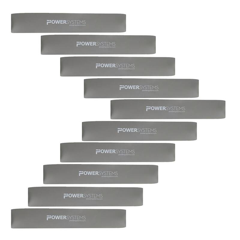 Power Systems 12" Versa Loop Resistance Bands 10-Pack Durable Workout Bands - Grey - Ultra Heavy