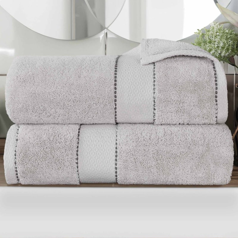 Superior Niles Cotton Ultra-Plush Absorbent Bath Sheets, Set of 2 - Platinum