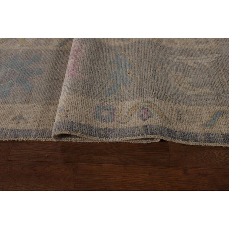 Vegetable Dye Gray Oushak Turkish Area Rug Handmade Wool Carpet - 9'3"x 12'6"