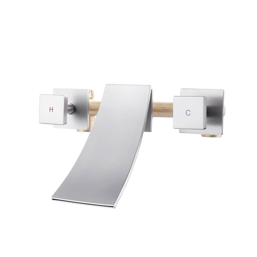 WOWOW Double Handle Wall Mounted WaterFall Bathroom Faucet