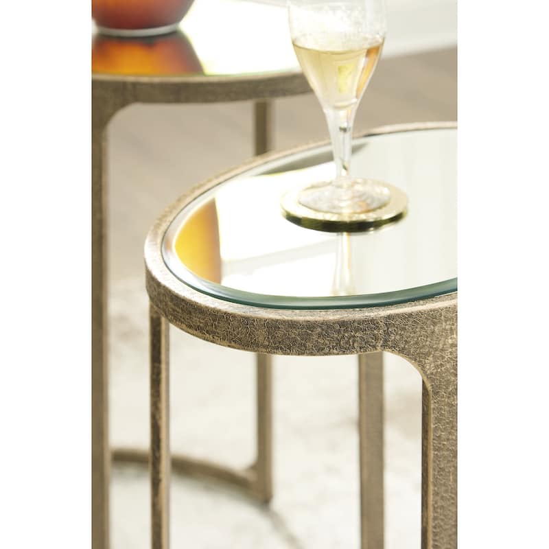 Signature Design by Ashley Irmaleigh Gold/Clear Accent Table (Set of 2) - 22"W x 15.5"D x 24.13"H