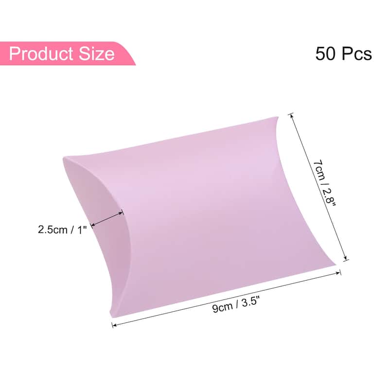 50Pcs Pillow Boxes 3.5 x 2.8 x 1 Inch Gift Boxes - Purple
