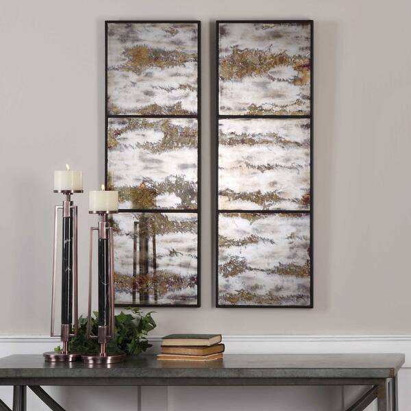 Set Of 2 Brown And White Antique Style Panel Wall Mirror White Antique Style Panel Wall Mirror