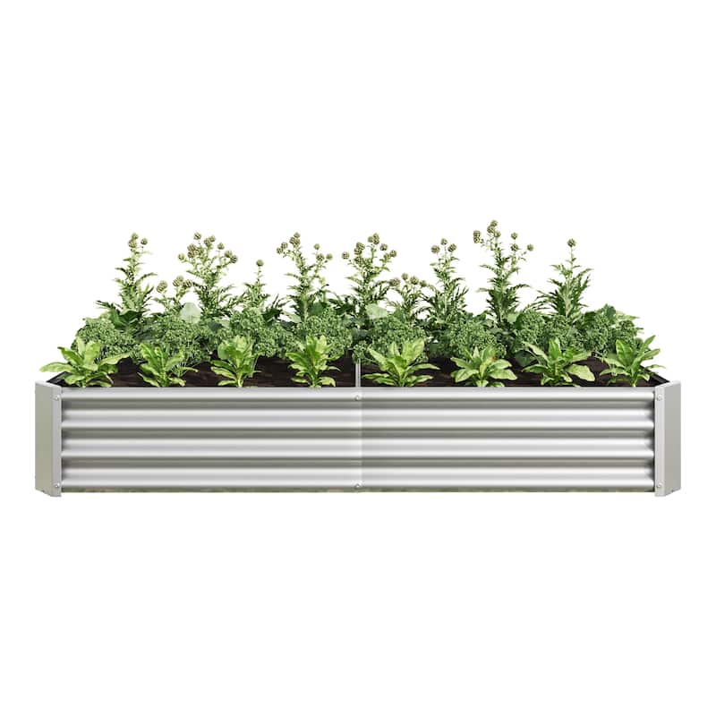 6×3×1ft Metal Raised Rectangle Planter Beds for Plants, Vegetables and Flowers - Silver
