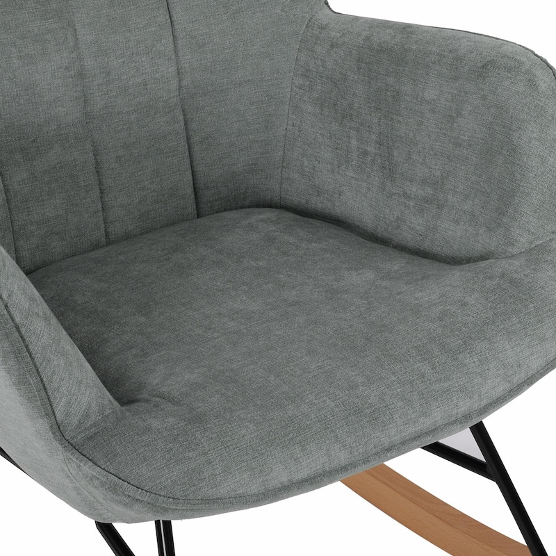 Velvet Rocking Chair Upholstered Recliner Comfy Accent Chair
