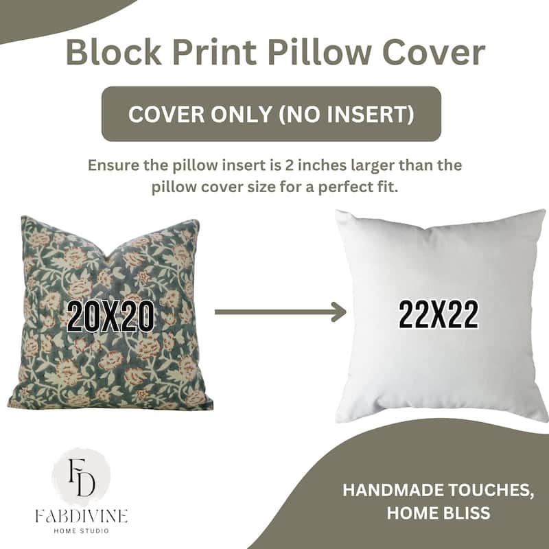 Fabdivine Gray Linen Blend 14x20 Inch Handmade Floral Throw Pillow Cover Decorative for Bed, Couch or Home, Mrignayani
