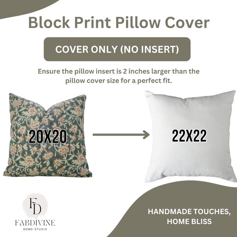Fabdivine Gray Linen Blend 18x18 Inch Handmade Floral Throw Pillow Cover Decorative for Bed, Couch or Home, Mrignayani