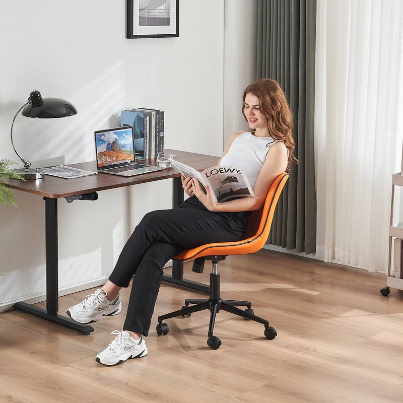 Armless Office Chair Swivel Home Office Desk Chairs with Wheels