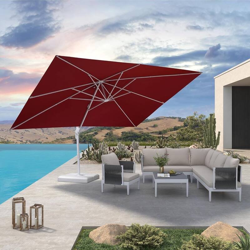 PURPLE LEAF 10 x 13 ft White Cantilever Patio Umbrella with 360 Degree Rotation
