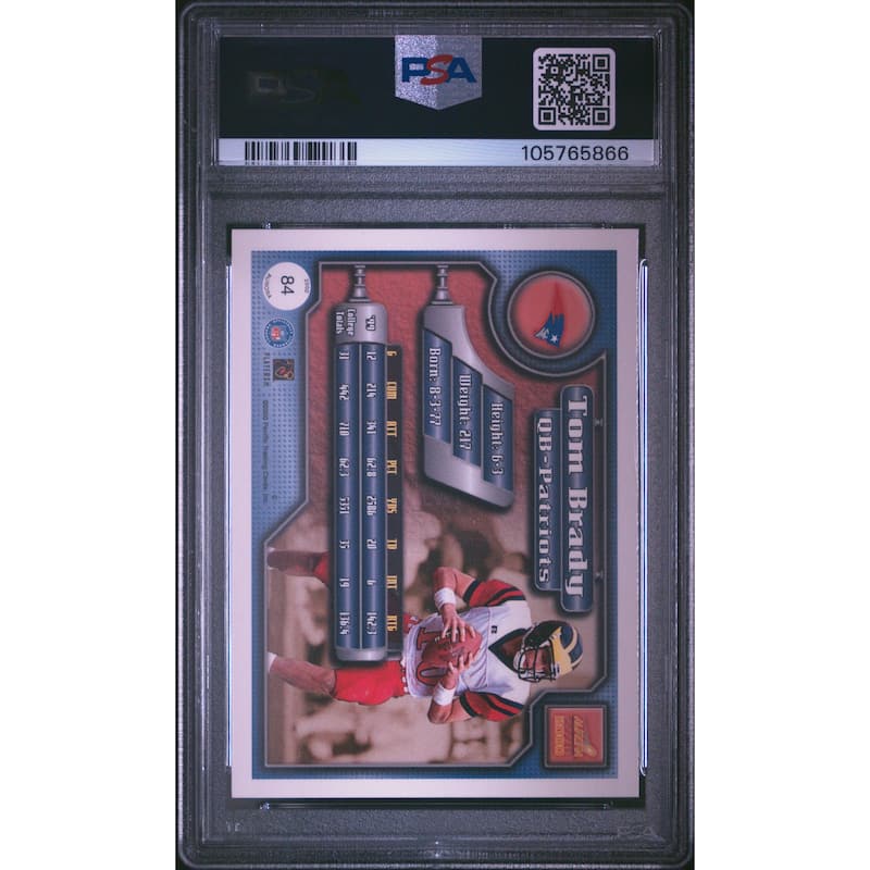 Tom Brady 2000 Pacific Aurora Football Rookie Card #84 Graded PSA 8 - 8' x 11'