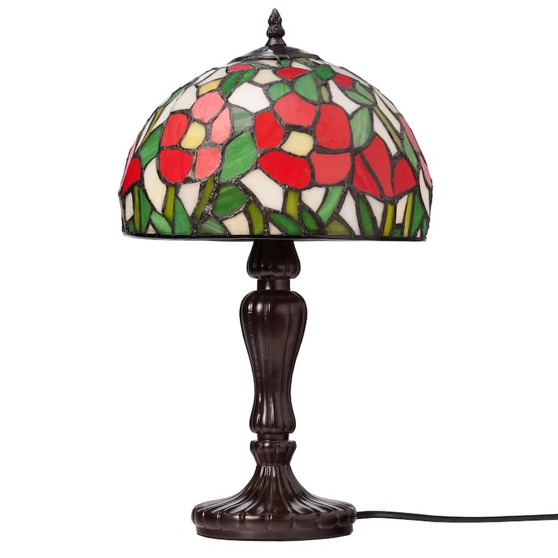 Flores River of Goods Brown Metal and Stained Glass Dome Shade 17-Inch Table Lamp - 9.5" x 9.5" x 17"