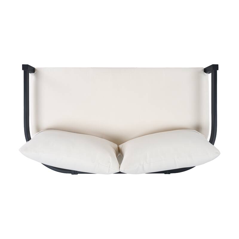 Christopher Knight Home - Modern 52.6" Outdoor Curved Back 2-Seater Loveseat with Aluminum Frame & Water-Resistant Cushions