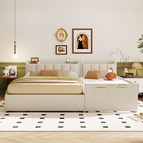 Harper & Bright Designs White Wood Frame Full Platform Bed