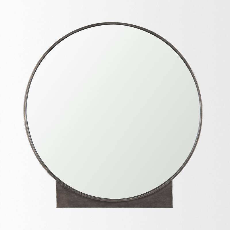 Tillie Round Gunmetal w/ Textured Metal Frame Wall Mirror - 36.0L x 1.8W x 37.5H