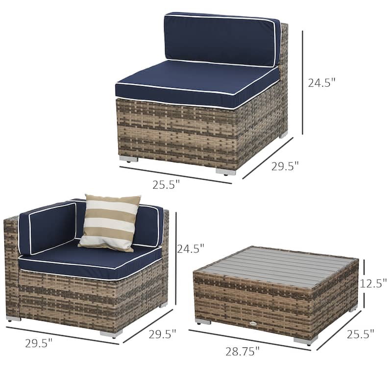 Outsunny 7-Piece Outdoor Wicker Patio Furniture Set