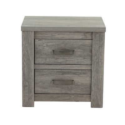 Bedroom Furniture Rustic Light Simple 1pc Nightstand 2-Drawers Bed Side Table Solidwood