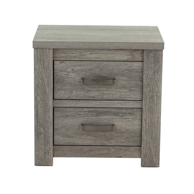 Rustic Light Grey Two Drawer Nightstand, Modern Bedroom Furniture - LIGHT GREY