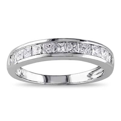 Miadora 14k White Gold 3/4ct TDW Channel-set Princess-cut Diamond Anniversary Band (G-H, I2-I3)