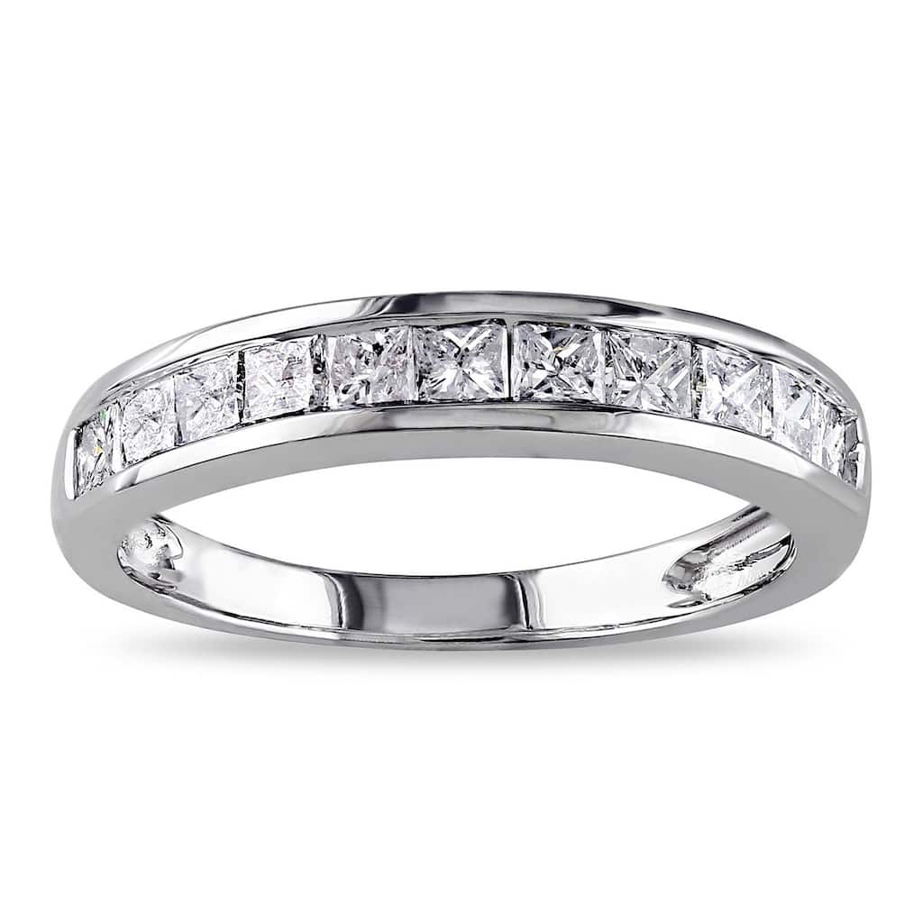 Miadora 14k White Gold 3/4ct TDW Channel-set Princess-cut Diamond Anniversary Band (G-H, I2-I3)