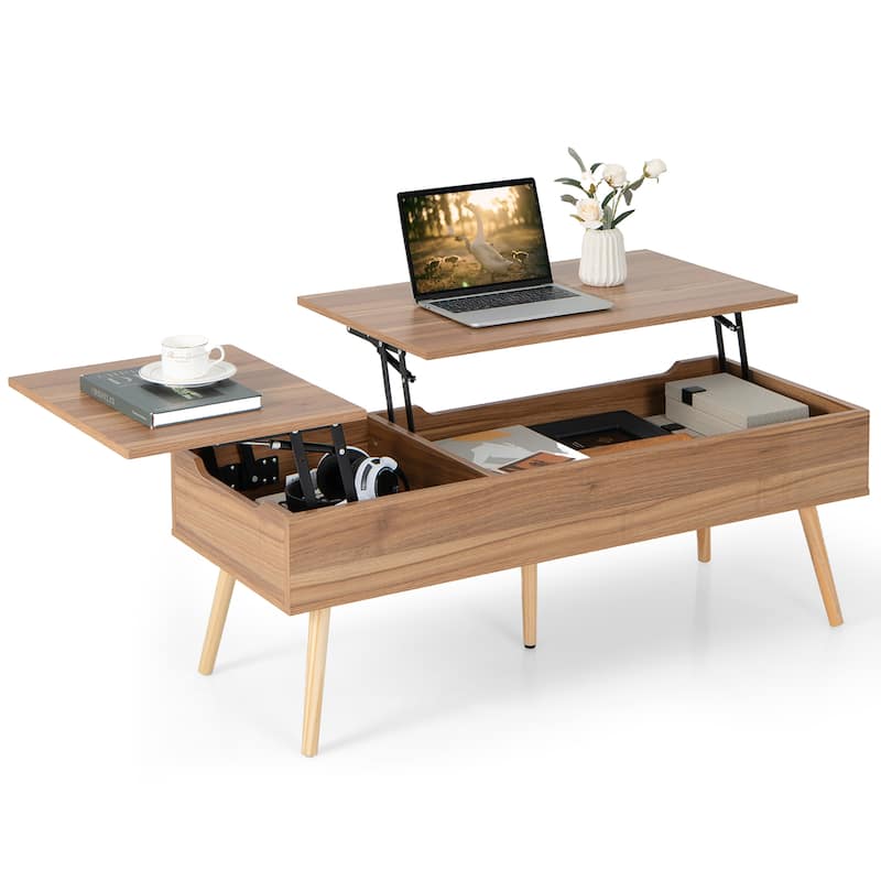Costway 47'' Lift Top Coffee Table Central Table with Hidden - See Details - Brown - See Details