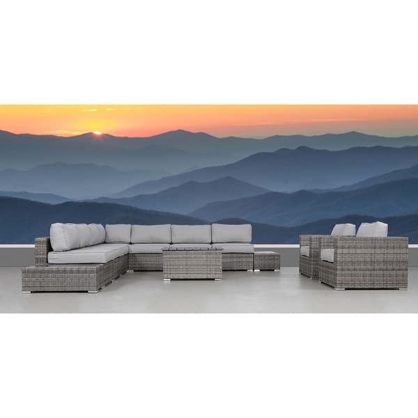 LSI 12 Piece Rattan Sectional Seating Group with Cushions Bed Bath