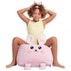 preview thumbnail 37 of 94, Animal Bean Bag Chair for Kids, Soft Cozy Animal Chair for Bedrooms Medium - 18 inch - Pink Bunny