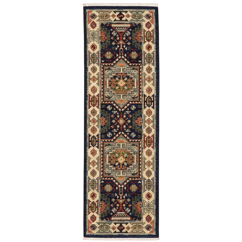 Style Haven Leander Vintage Medallion Fringed Wool Blend Area Rug