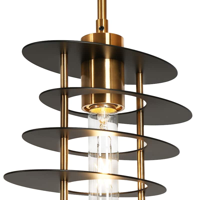 Modern 1-Light Pendant Lights Black Gold Foyer Kitchen Island Lights - Black&Brass - D9"xH14.1"