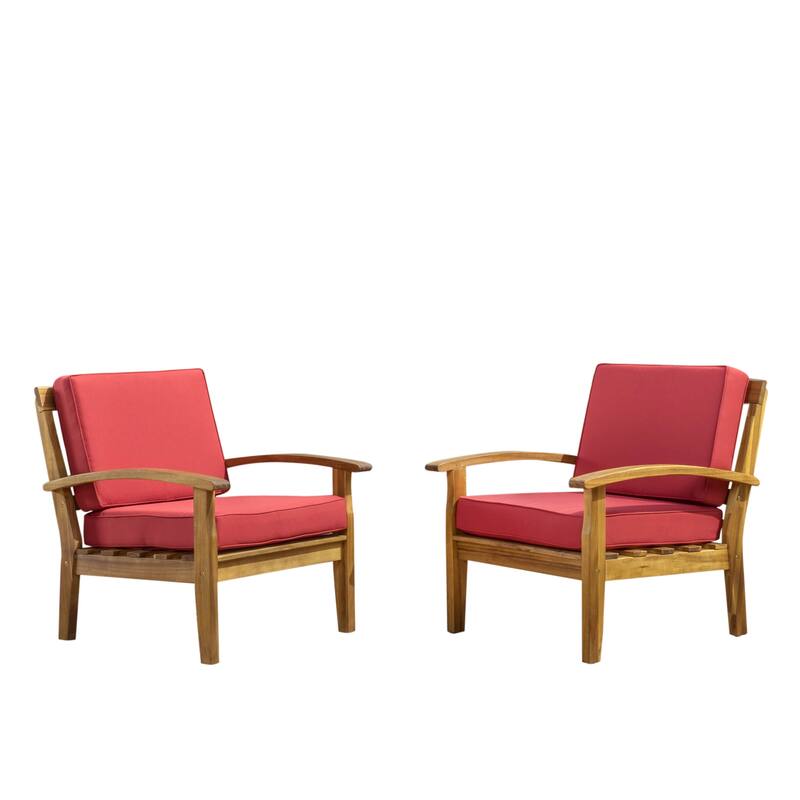 Peyton Outdoor Cushioned Wood Club Chairs (Set of 2) by Christopher Knight Home