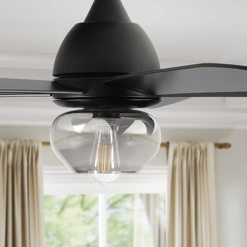 Moasis 42 to 52 Inch Ceiling Fan with Glass Light Shade and Remote Control