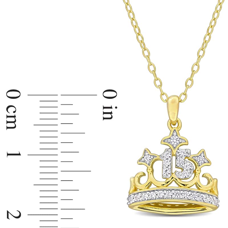 Miadora 1/4ct TGW Created White Sapphire Crown Necklace Two-tone Silver