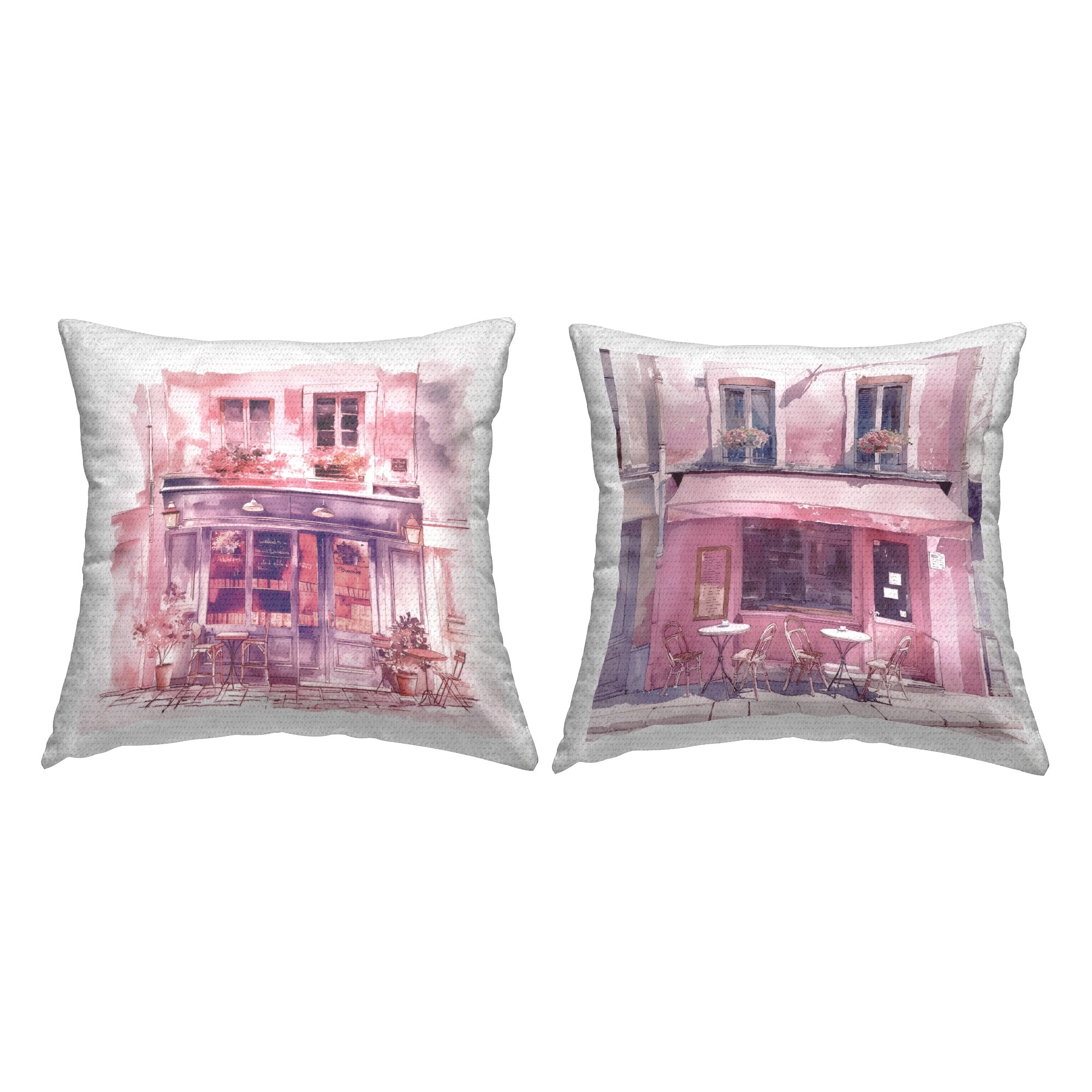 Stupell Blush Pink Bistro Printed Outdoor Throw Pillow Design by Steve Hunziker (Set of 2)