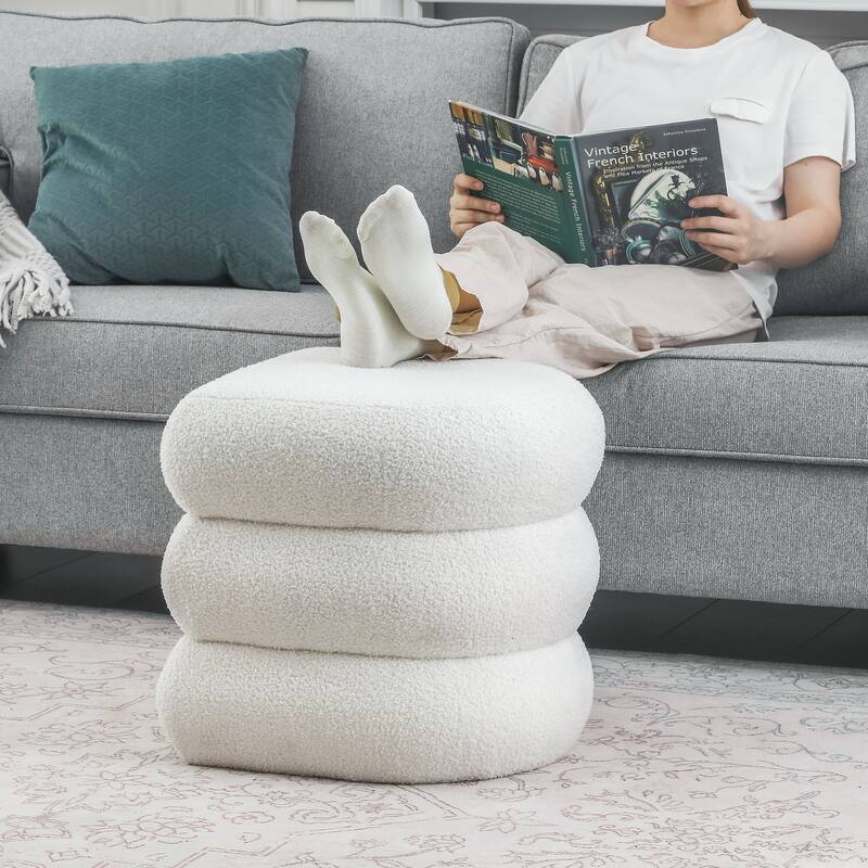 Adeco Boucle Ottoman Upholstered Footrest