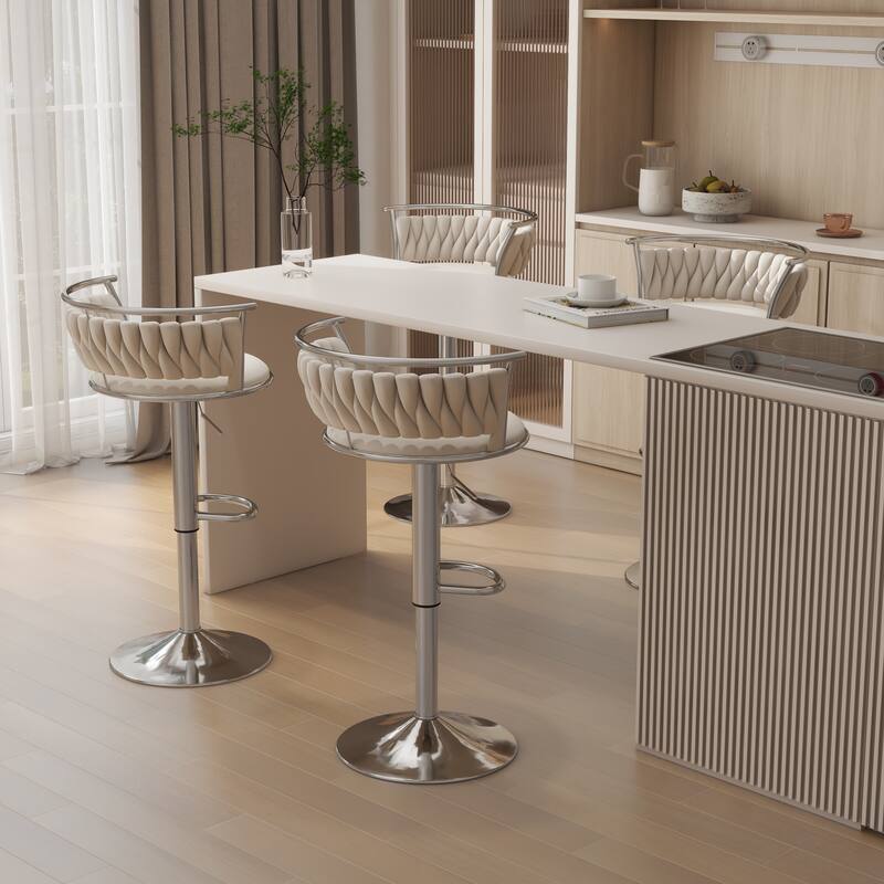 Modern Velvet 26" Adjustable Swivel Bar Stools (Set of 4) - On Sale ...