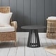 preview thumbnail 4 of 9, Black 31" Round Coffee Table Modern Mid-Century Wood Slatted Base - 19x20