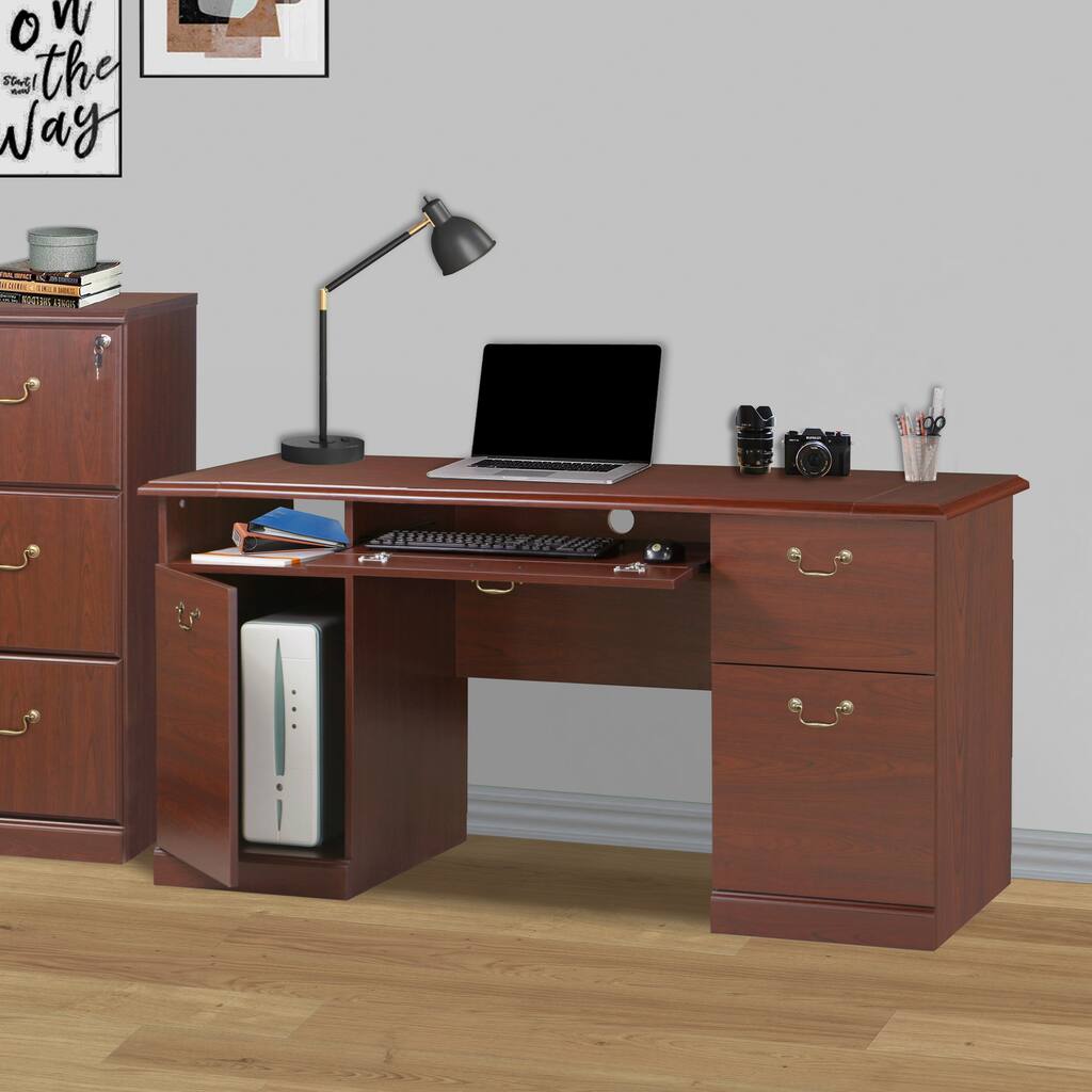 Executive Desk with Spacious Storage and Hidden Keyboard Tray