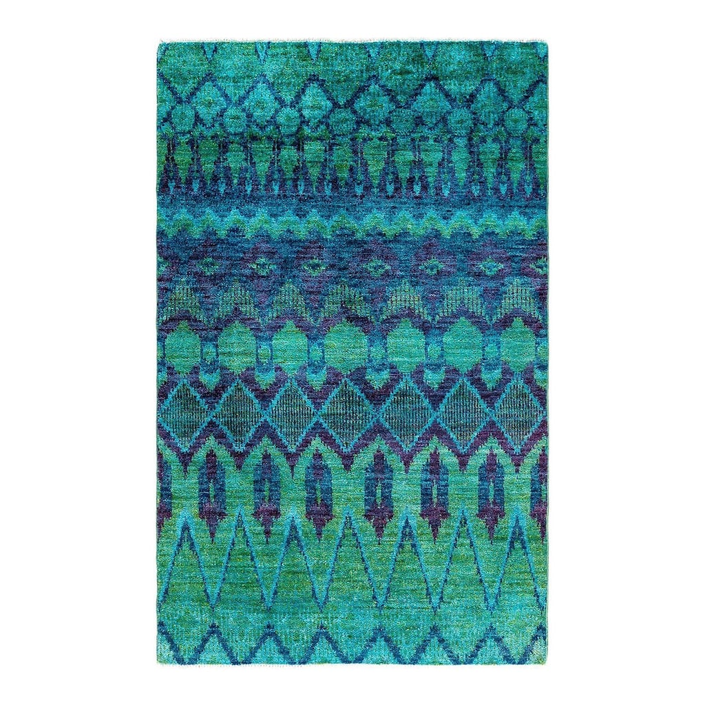 Contemporary Overdyed Wool Hand Knotted Area Rug - 4' 0" x 6' 1"