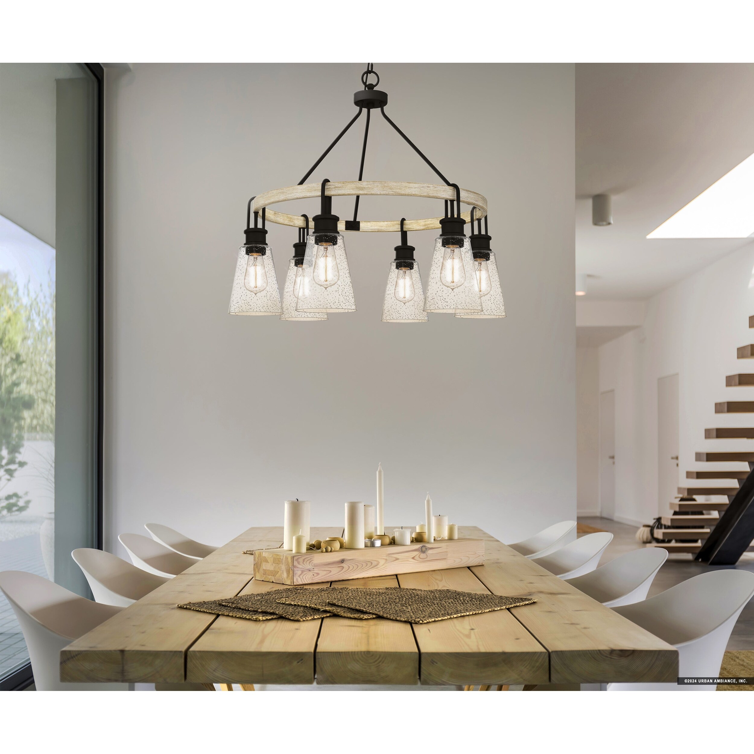 Luxury Casual Chandelier, 25.25H x 28.00W, with Coastal Style, Earth Black, UQL4840 by Urban Ambiance - 25.25''H x 28.00''W x 28.00''D, image size:2500x2500