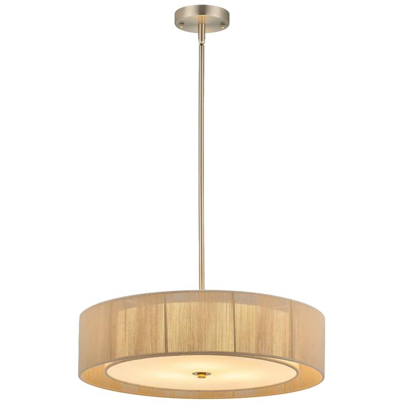 CO-Z 3-Light 20"W Double Drum Fabric Pendant Chandelier