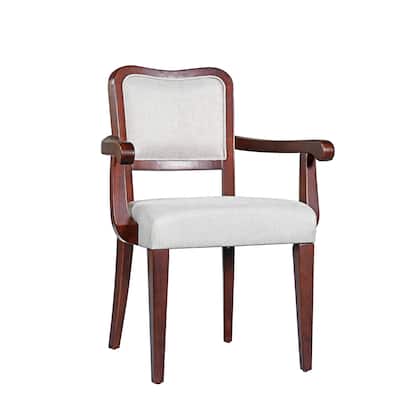 Upholstered Dining Chairs Set of 2 - Traditional Armchairs with Curved Lines, Solid Hardwood Frame & Padded Armrests