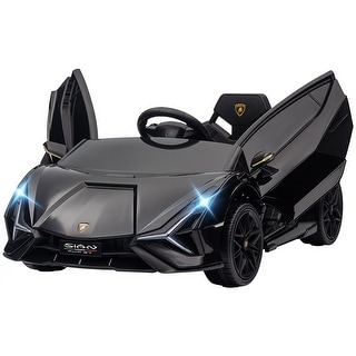 Kids Lamborghini Ride-On Car with Parental Remote, Music & Adjustable Speeds - Black
